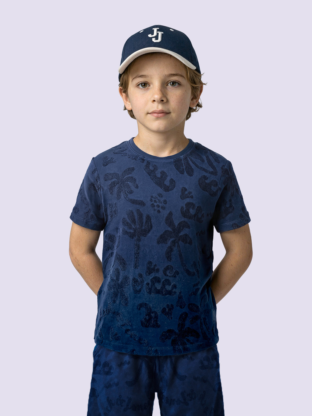 Boys Blue Tropical Print T-shirt