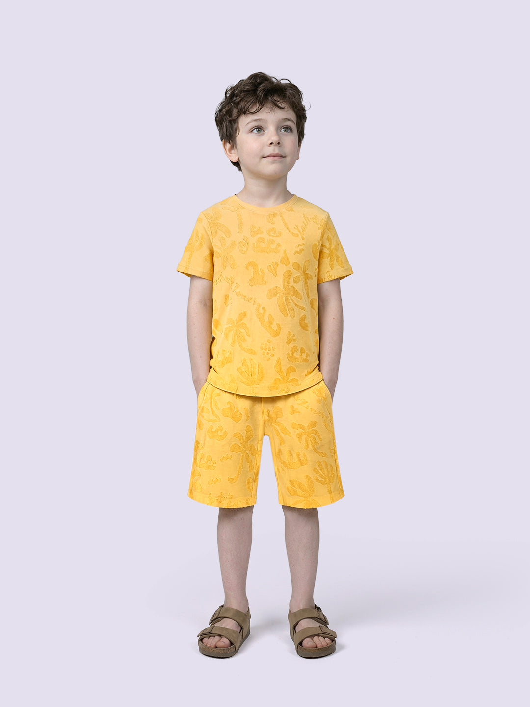 Boys Yellow Tropical Print T-shirt
