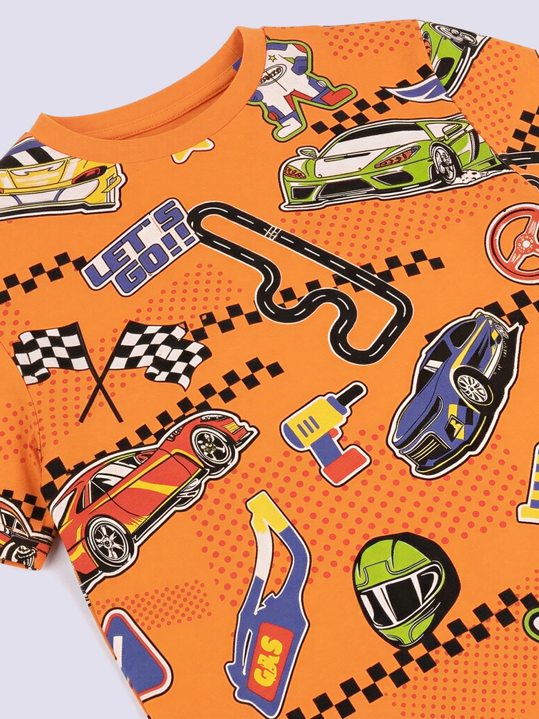 Boys Orange Printed T-shirt