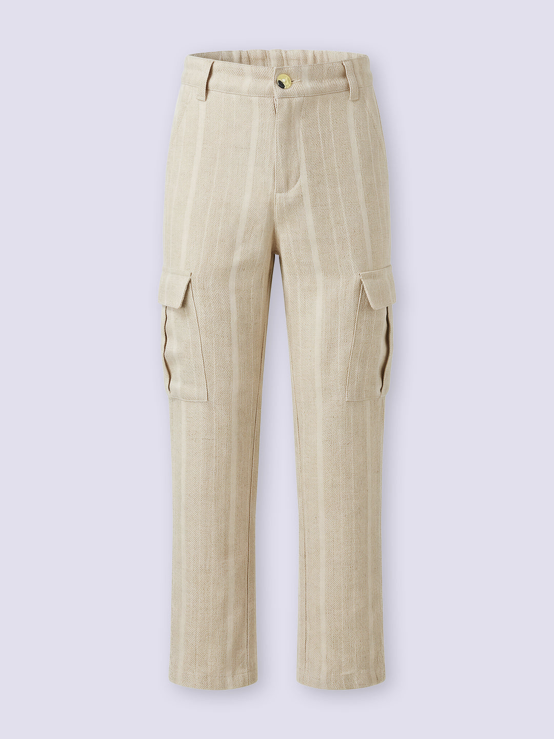 Boys Beige Striped Cargo Pants