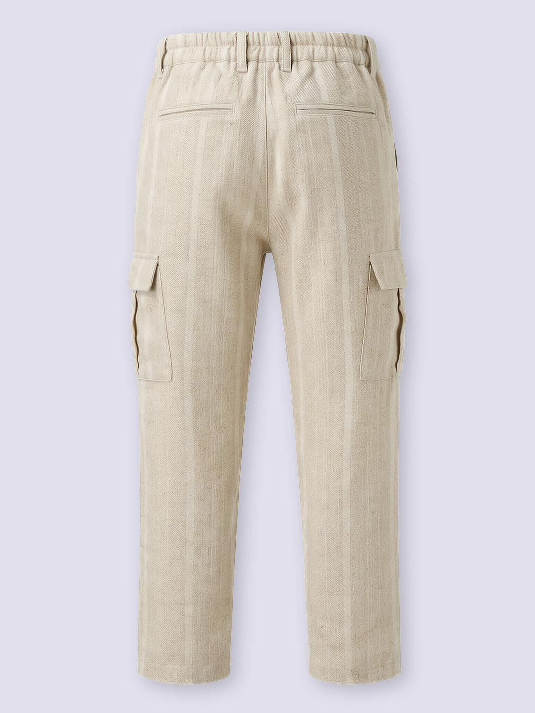 Boys Beige Striped Cargo Pants