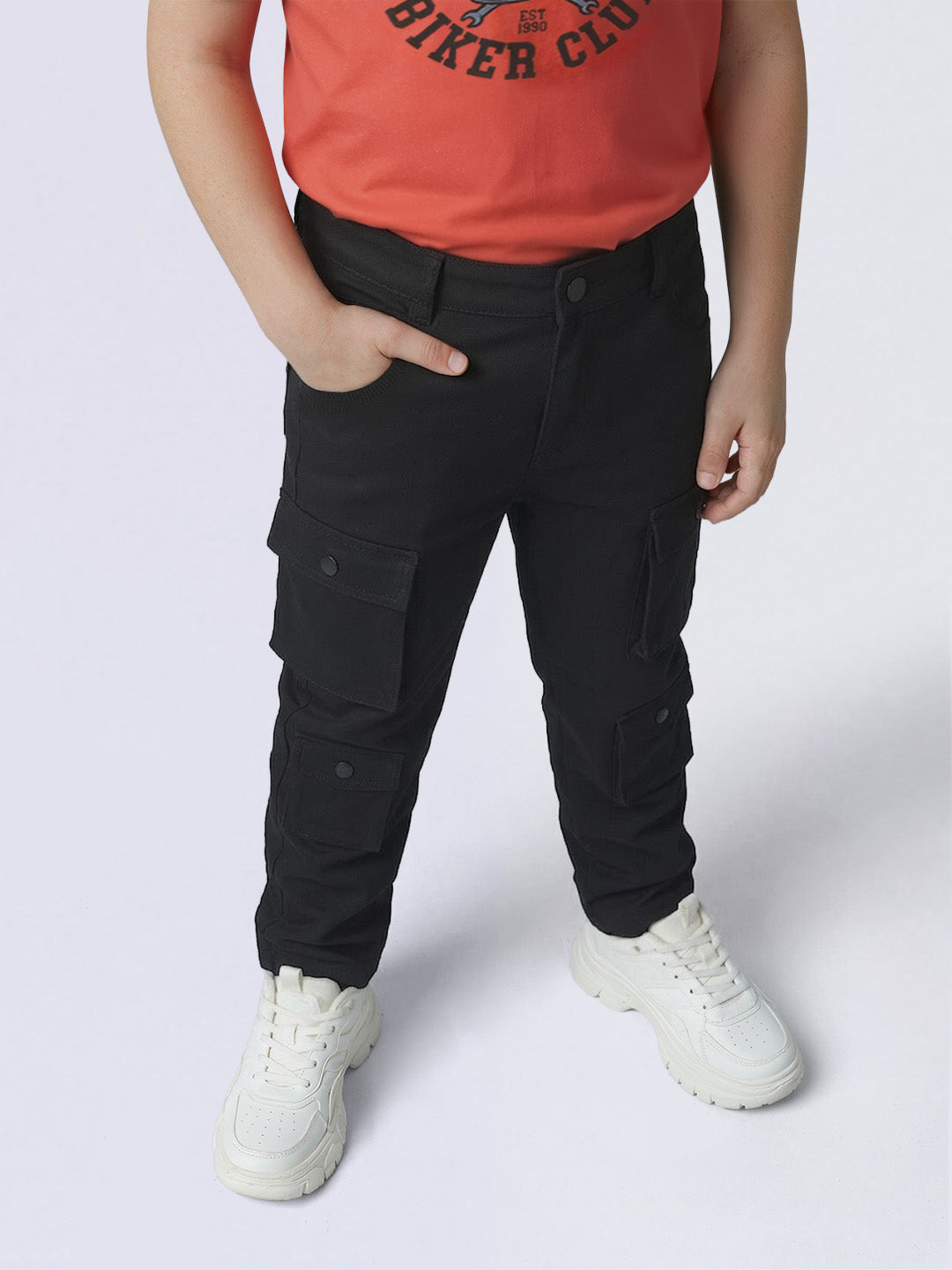 Boys Black Utility Cargo Pants
