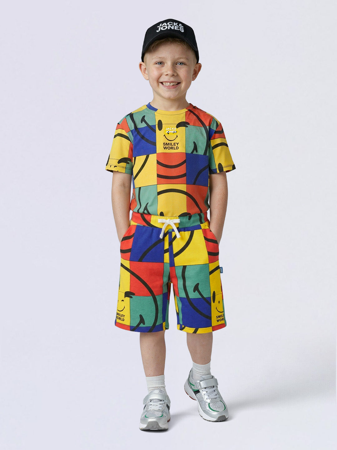 Boys Smiley Printed Oversized Shorts