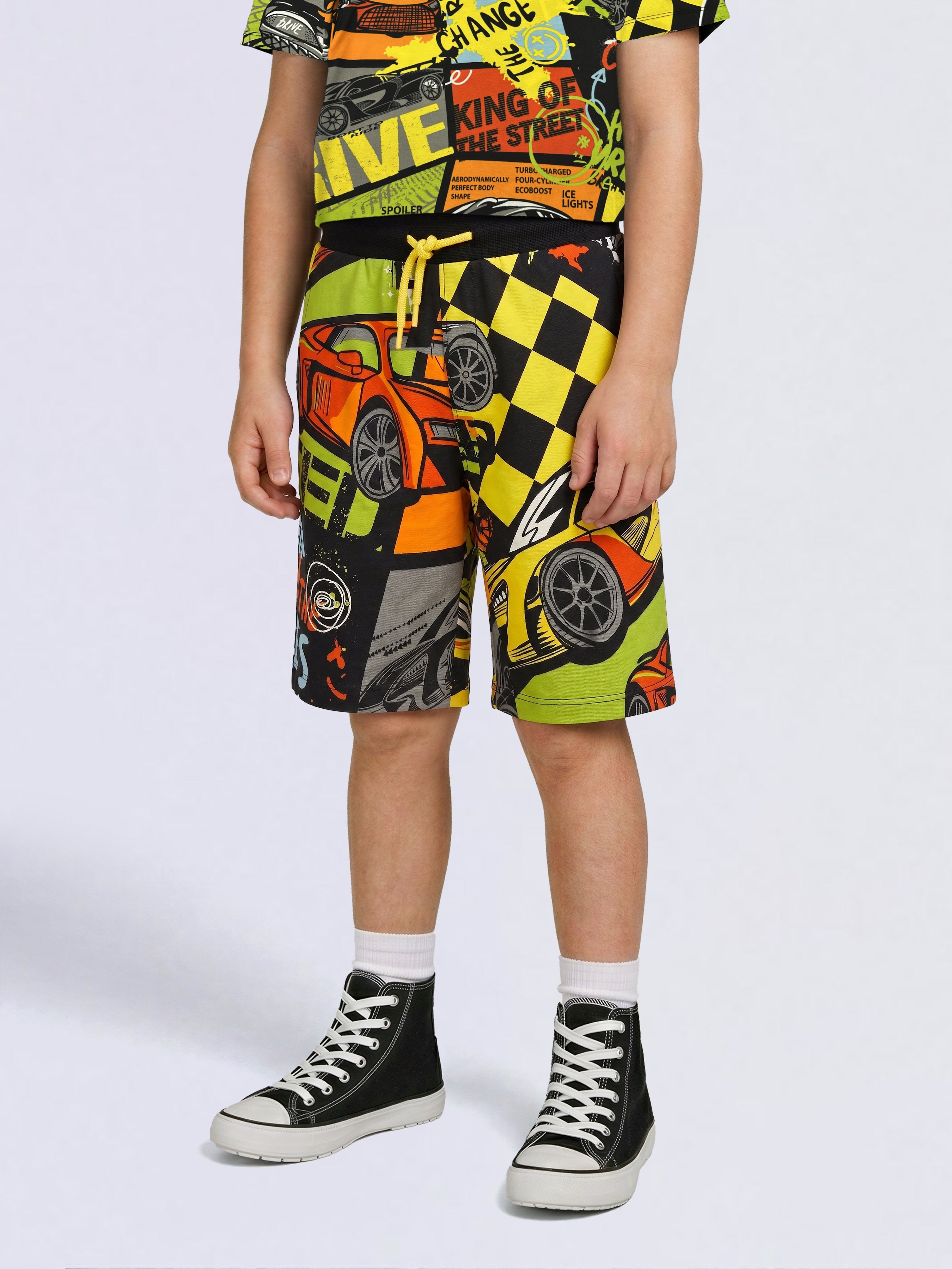 Boys Black Printed Shorts