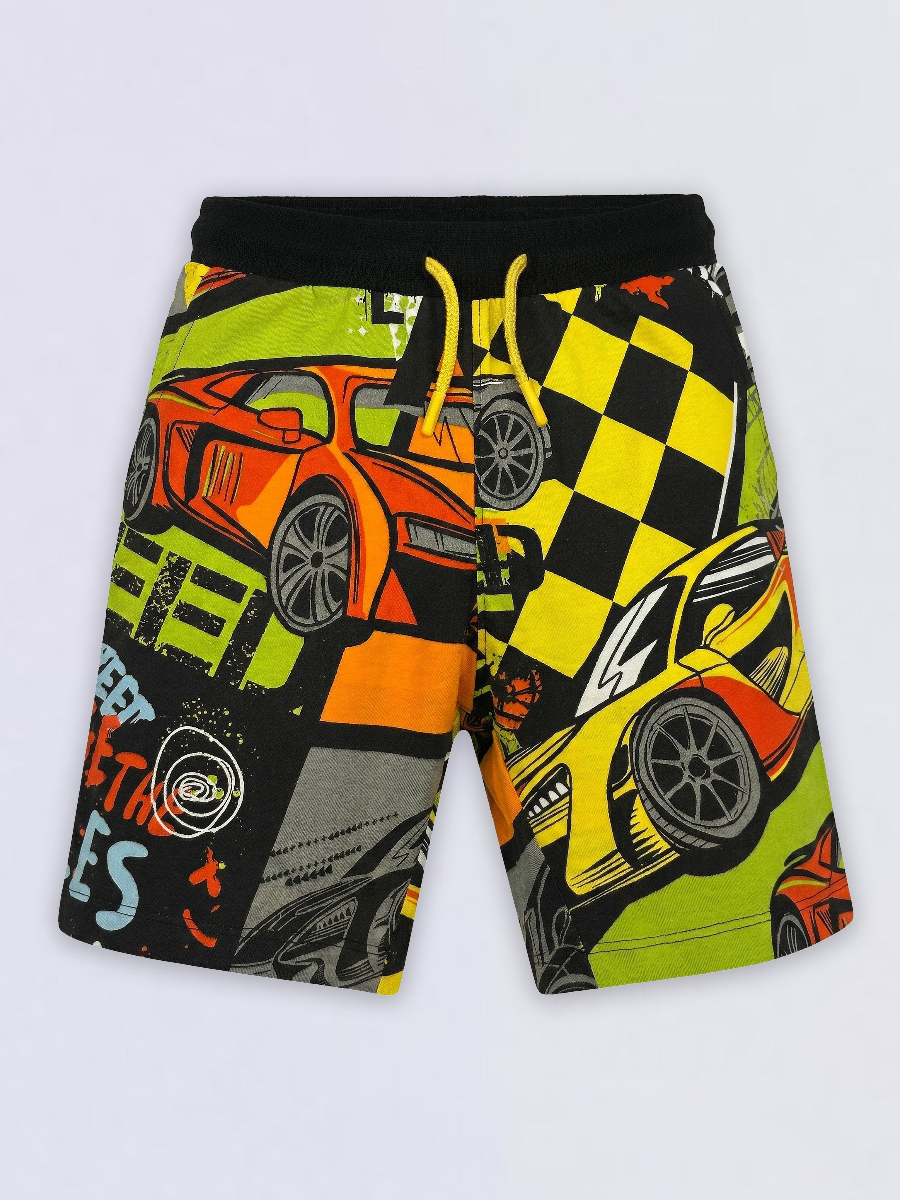 Boys Black Printed Shorts