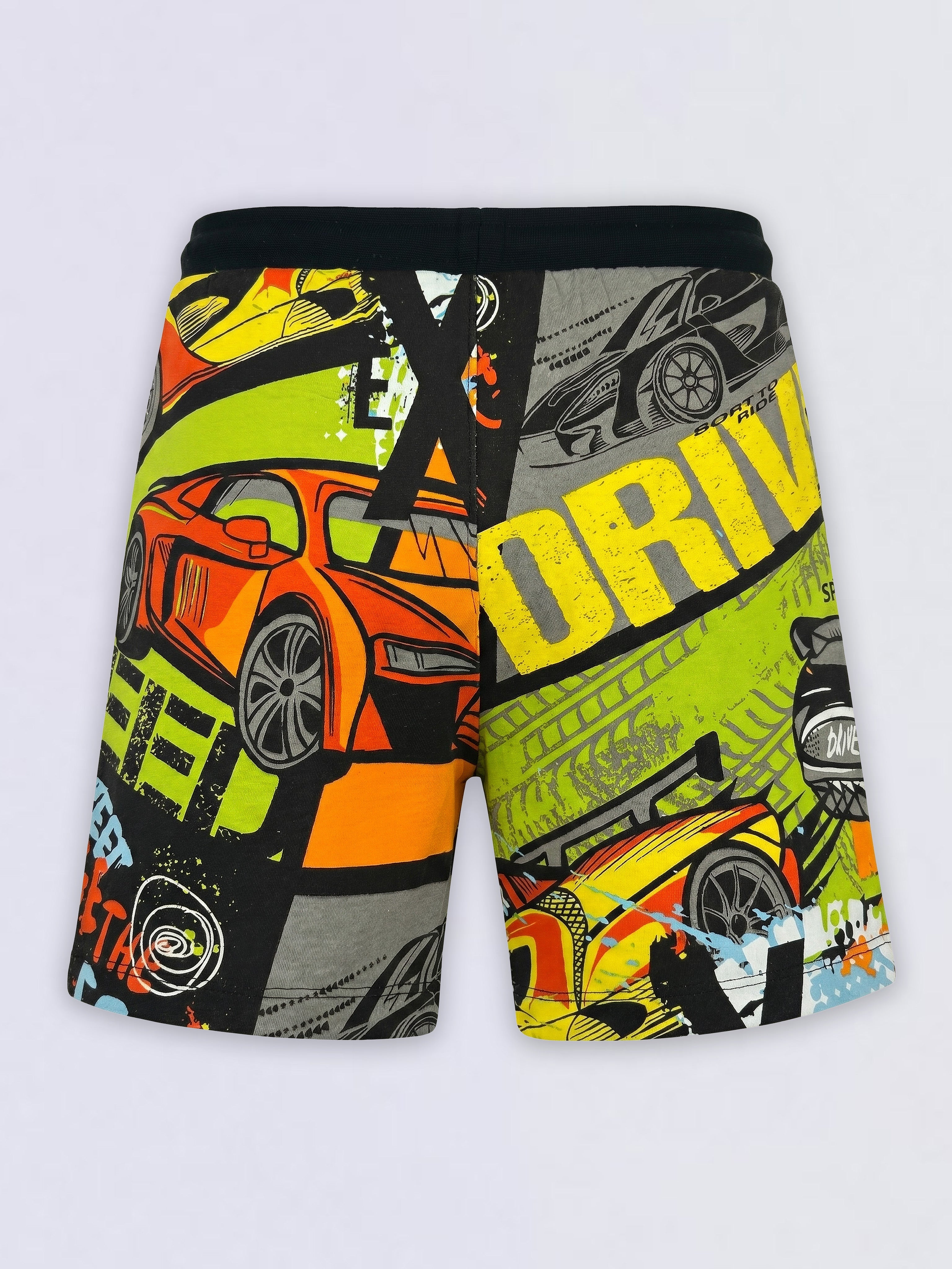 Boys Black Printed Shorts