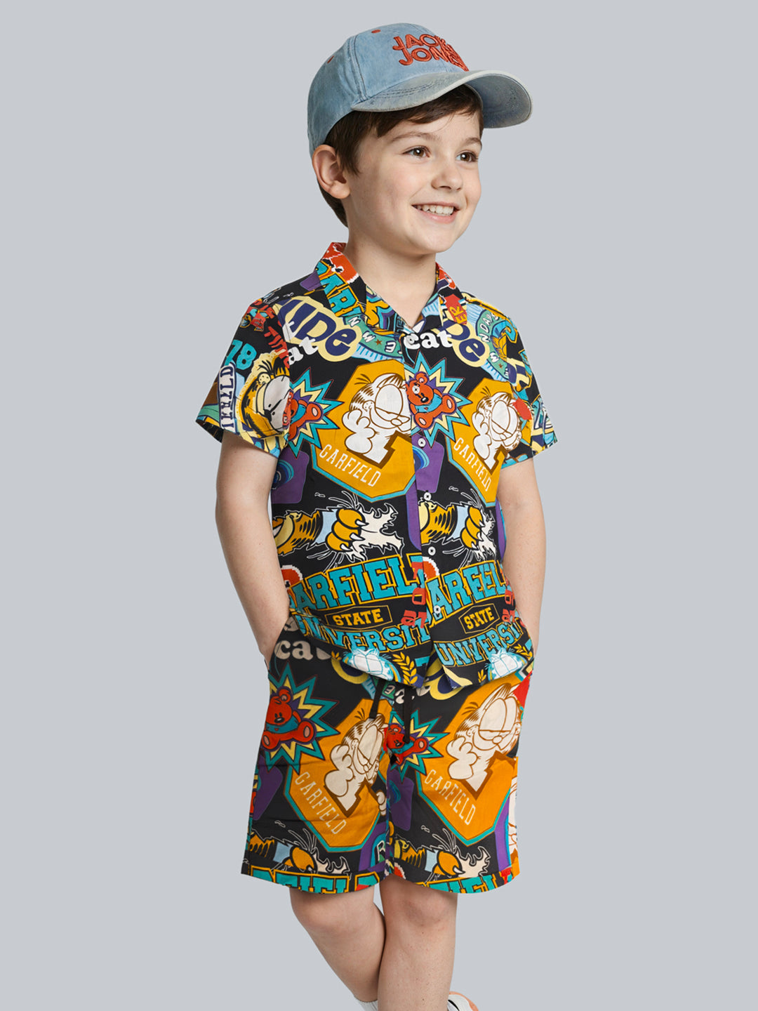 Boys Garfield Printed Shorts - 3/4Y