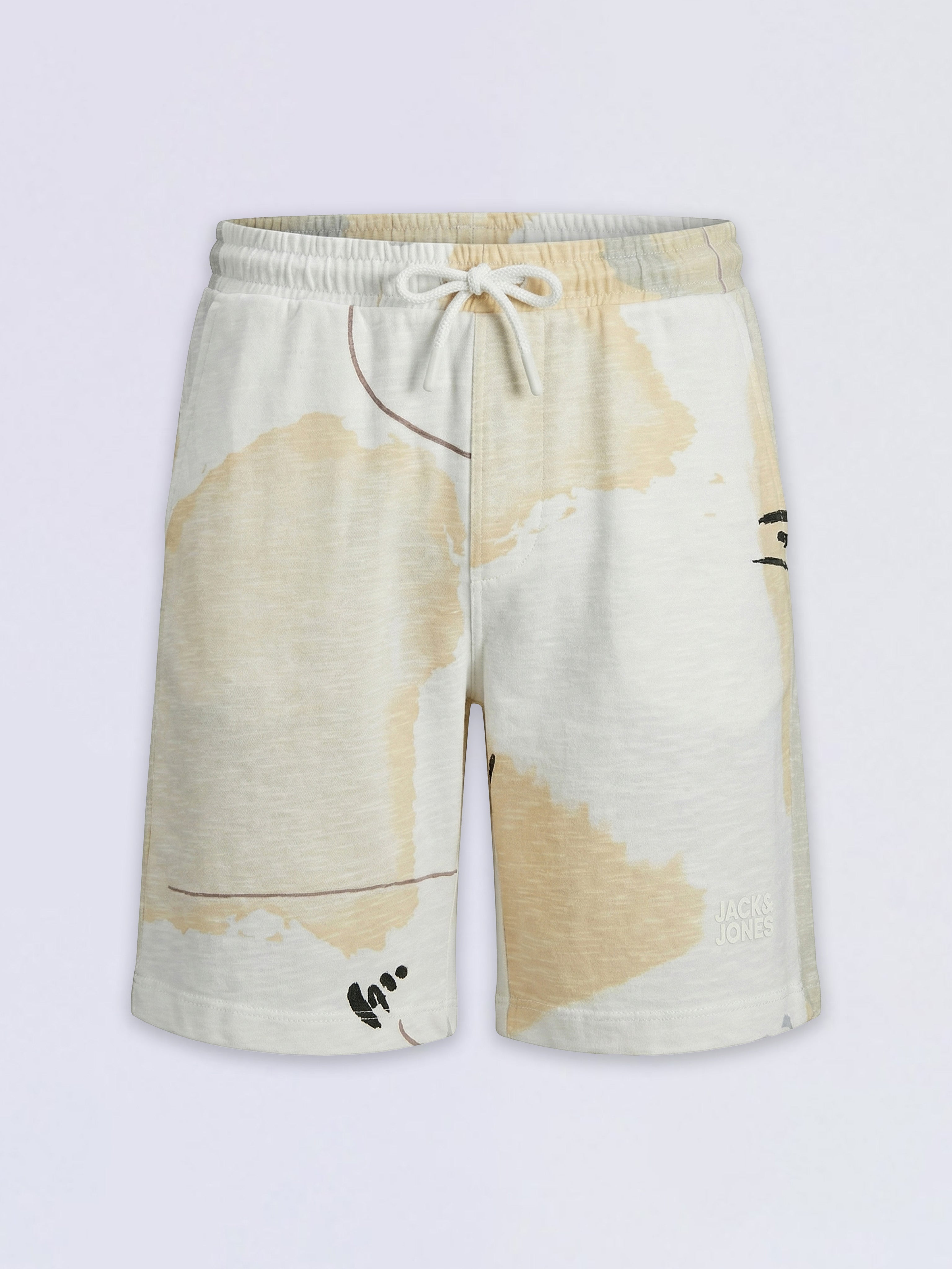 Boys White Printed Cotton Shorts