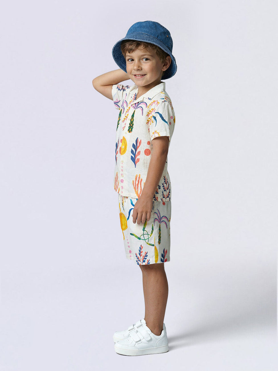 Boys White Printed Shorts