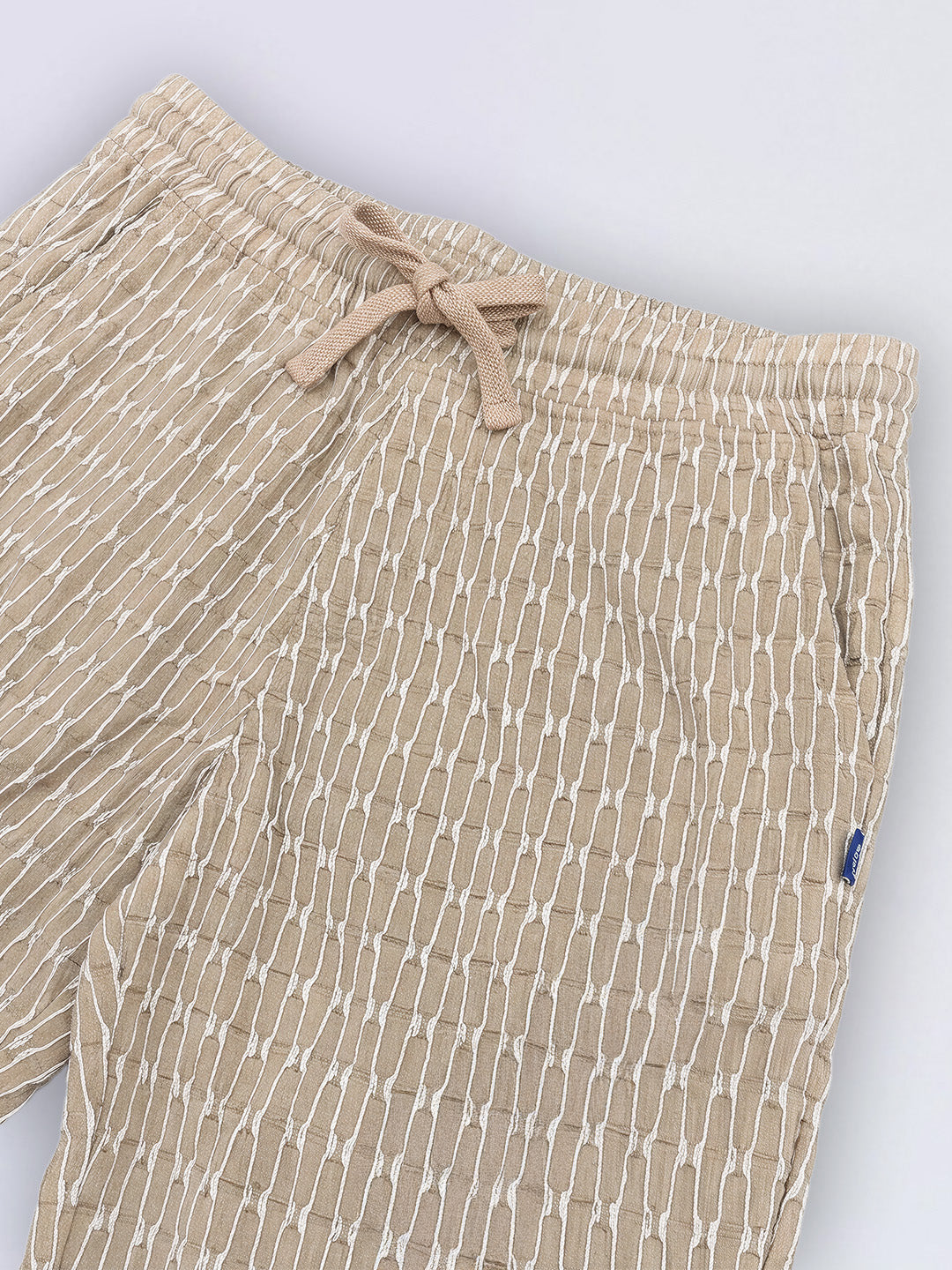 Boys Beige Textured Shorts