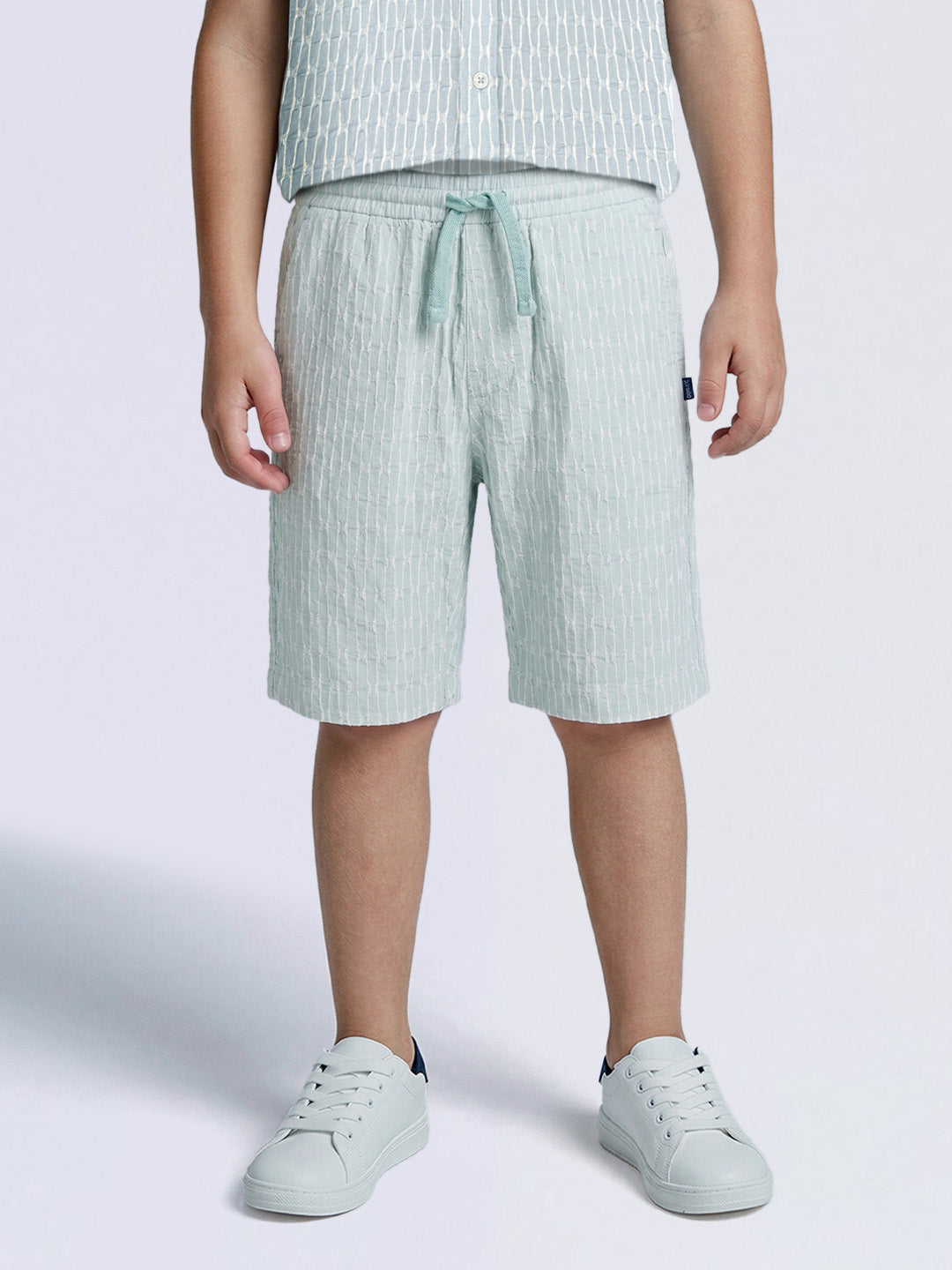 Boys Blue Textured Shorts