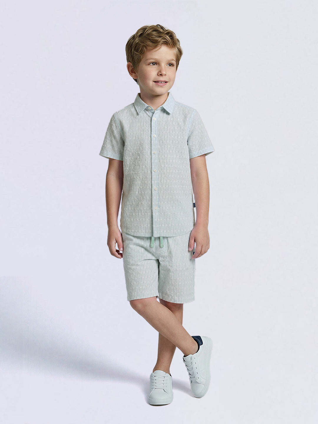 Boys Blue Textured Shorts