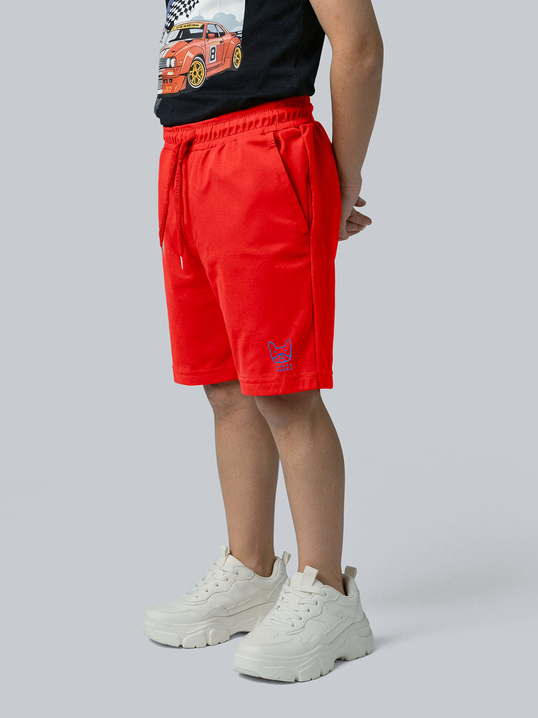 Boys Red Cotton Drawstring Shorts - 3/4Y