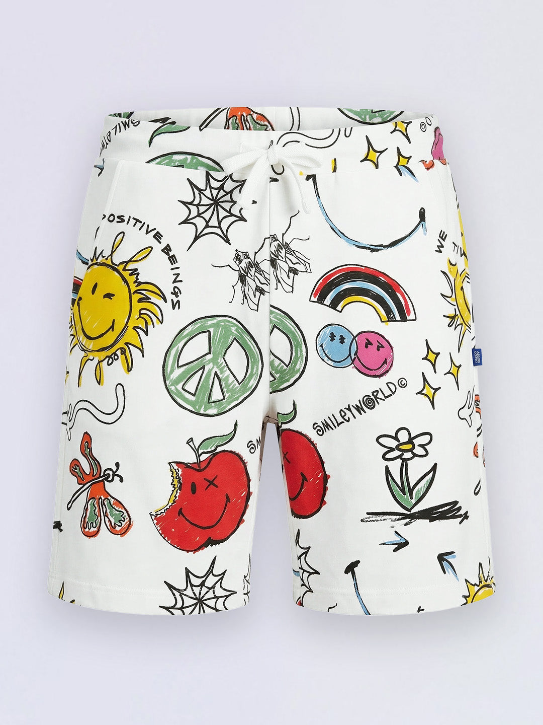Boys Smiley Print Oversized Shorts
