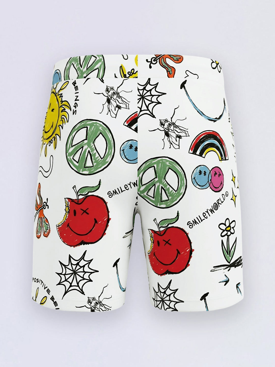 Boys Smiley Print Oversized Shorts