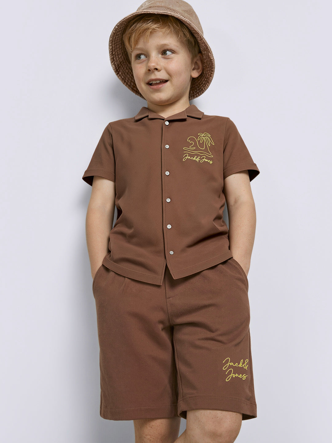 Boys Dark Brown Cotton Shorts