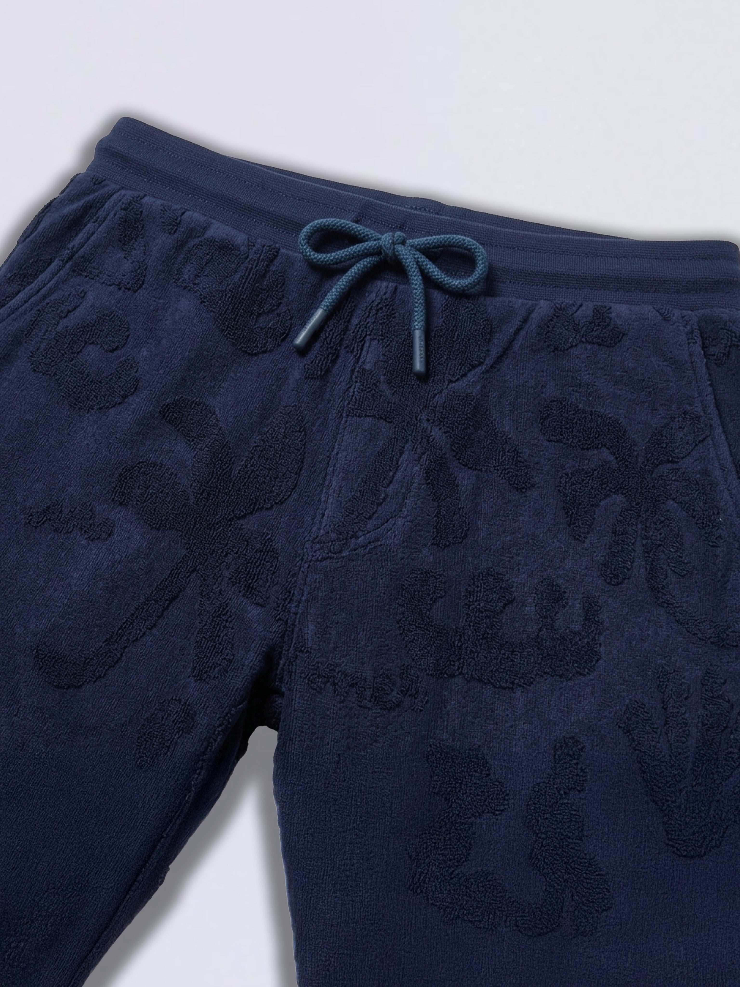 Boys Dark Blue Tropical Print Shorts