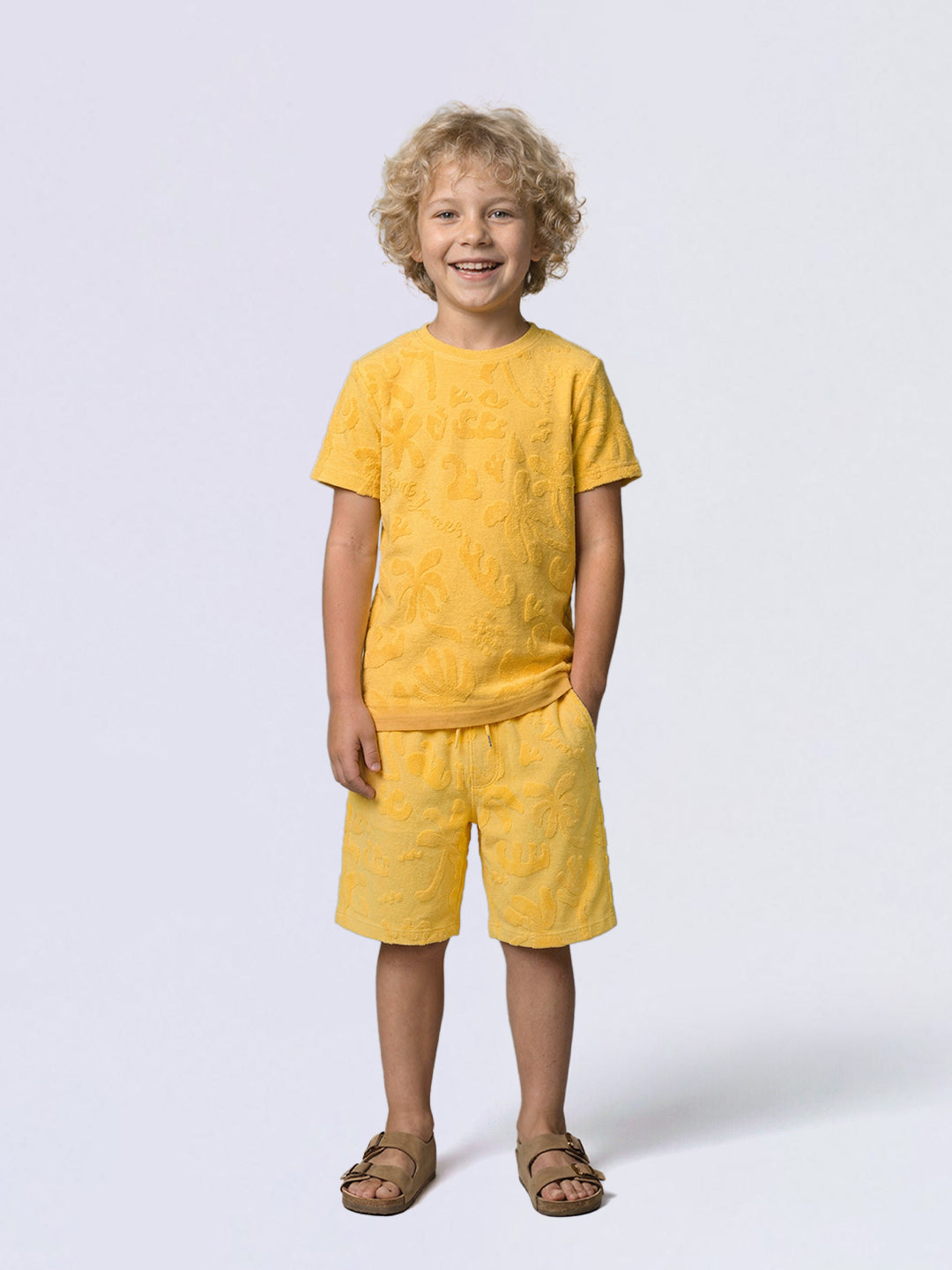 Boys Yellow Tropical Print Shorts