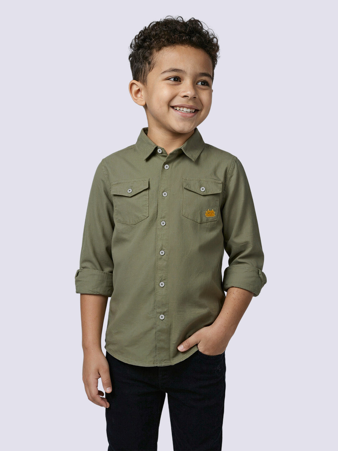 Boys Linen Blend Regular Fit Shirt