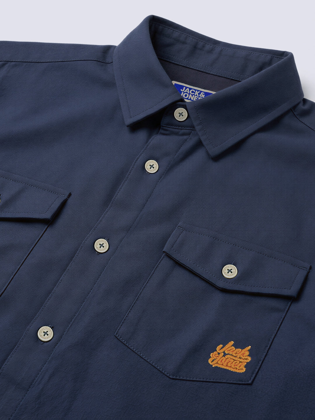 Boys Linen Blend Regular Fit Shirt - Navy Blue