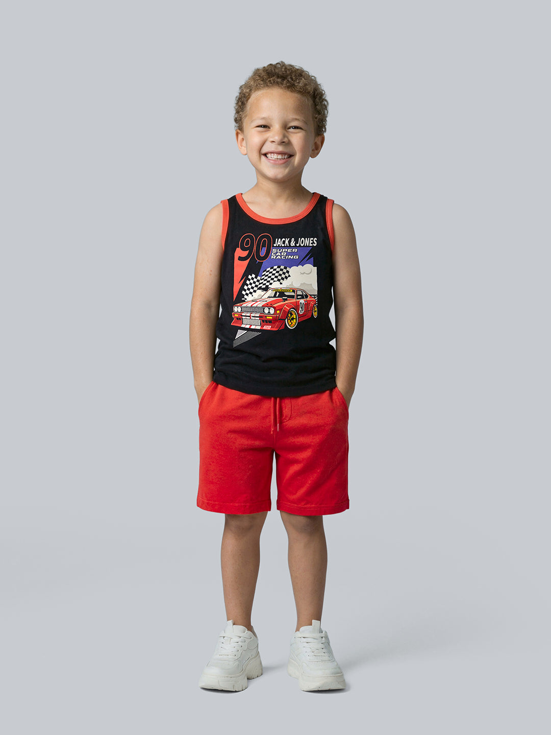 Boys Black Racing Graphic Tank Top