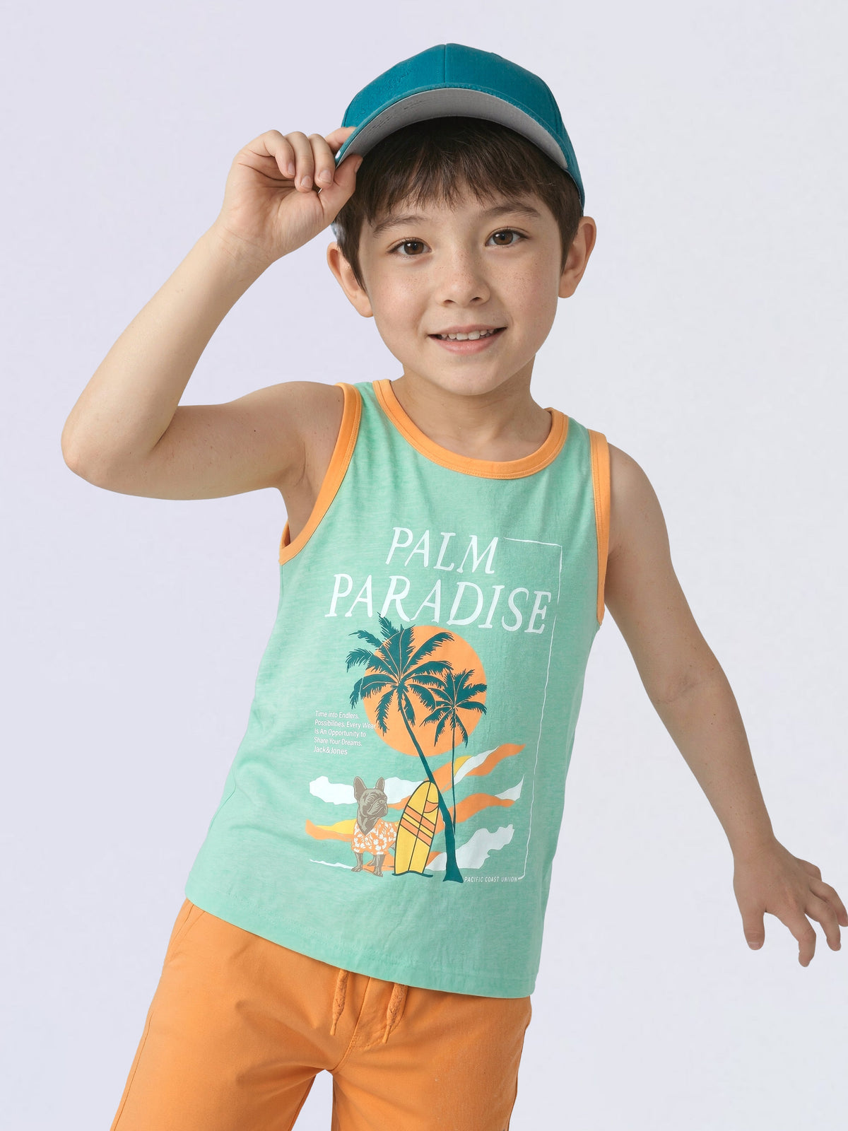 Boys Tropical Print Sleeveless T-shirt - 3/4Y