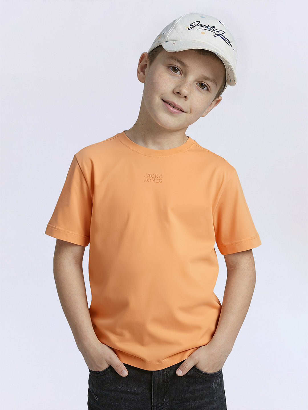 Boys Orange Logo Print T-shirt