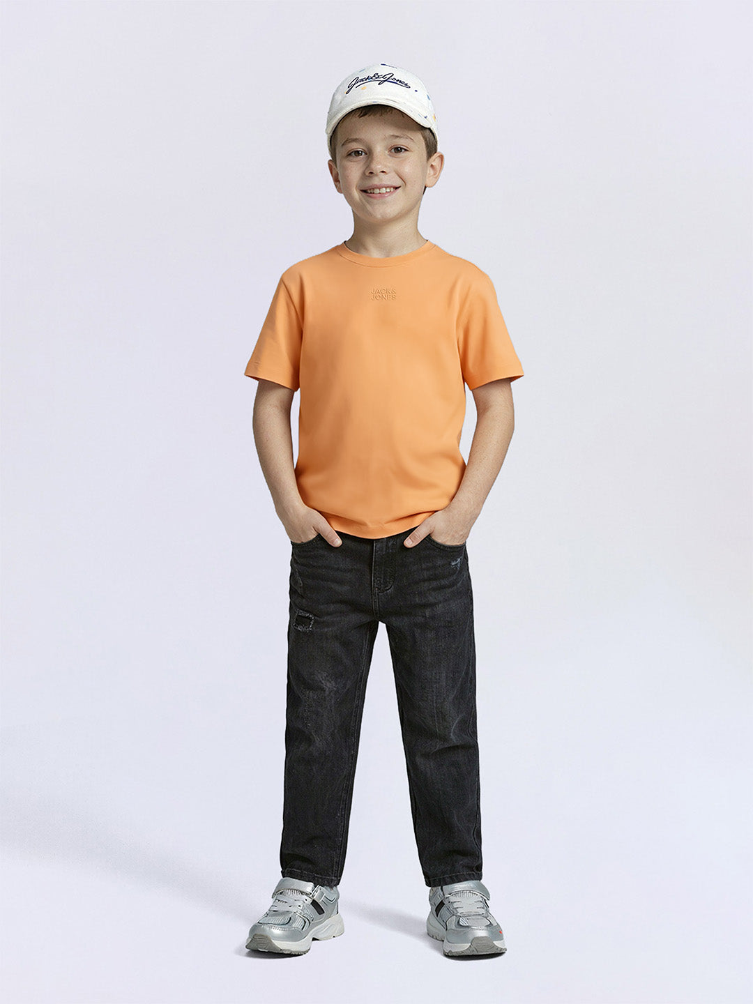 Boys Orange Logo Print T-shirt