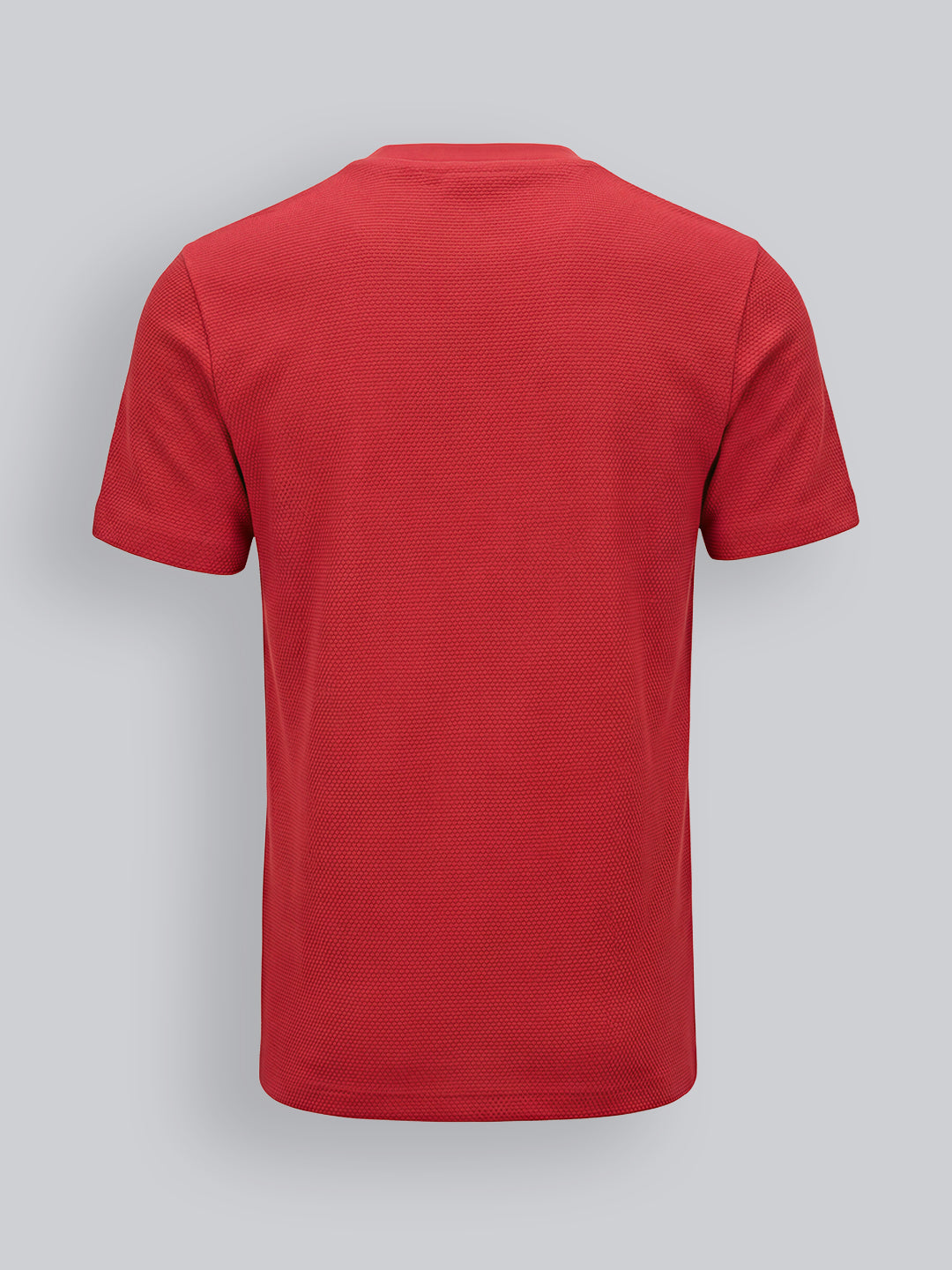 Boys Red Textured Cotton T-Shirt
