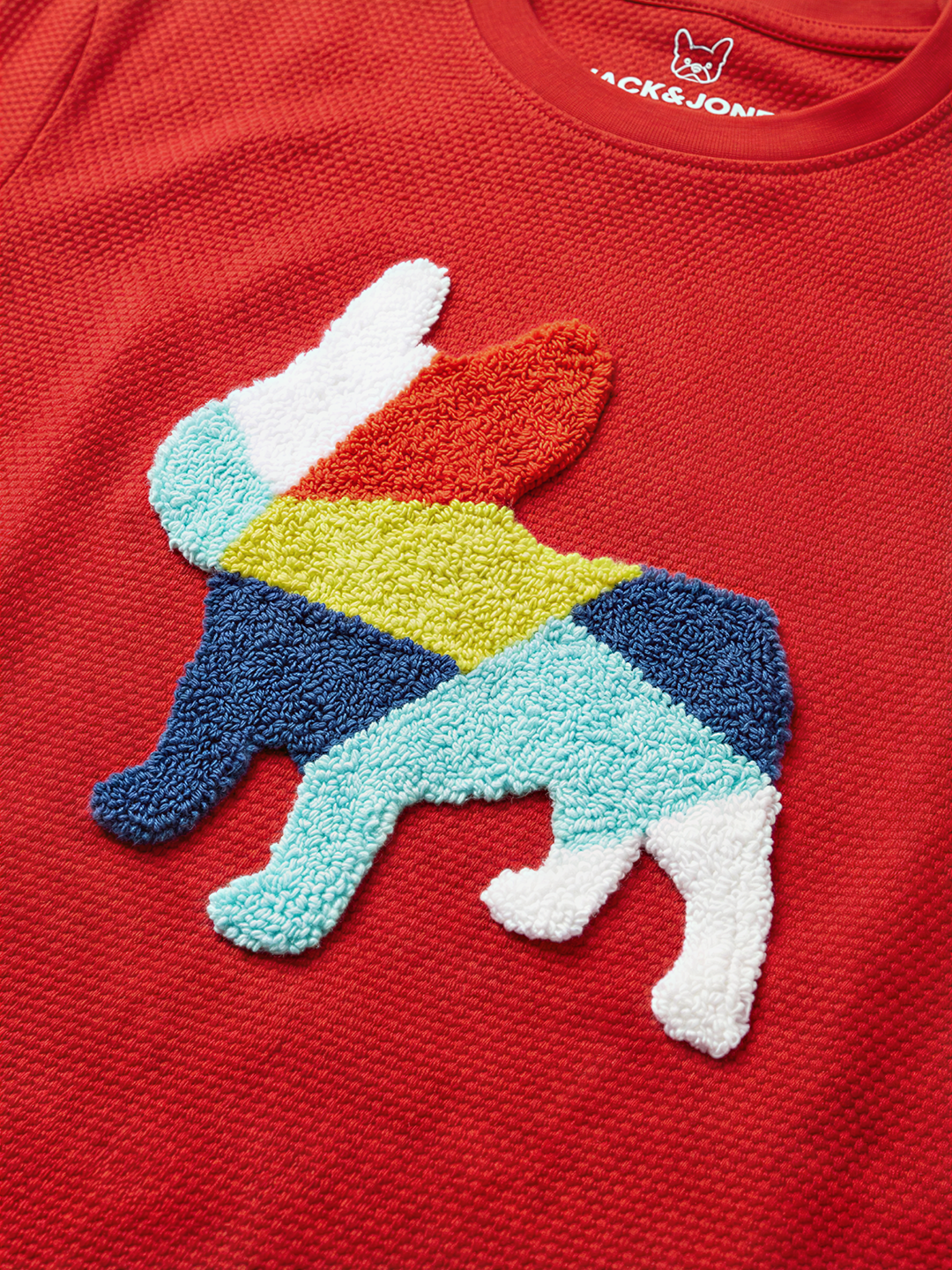 Boys Red Textured Cotton T-Shirt