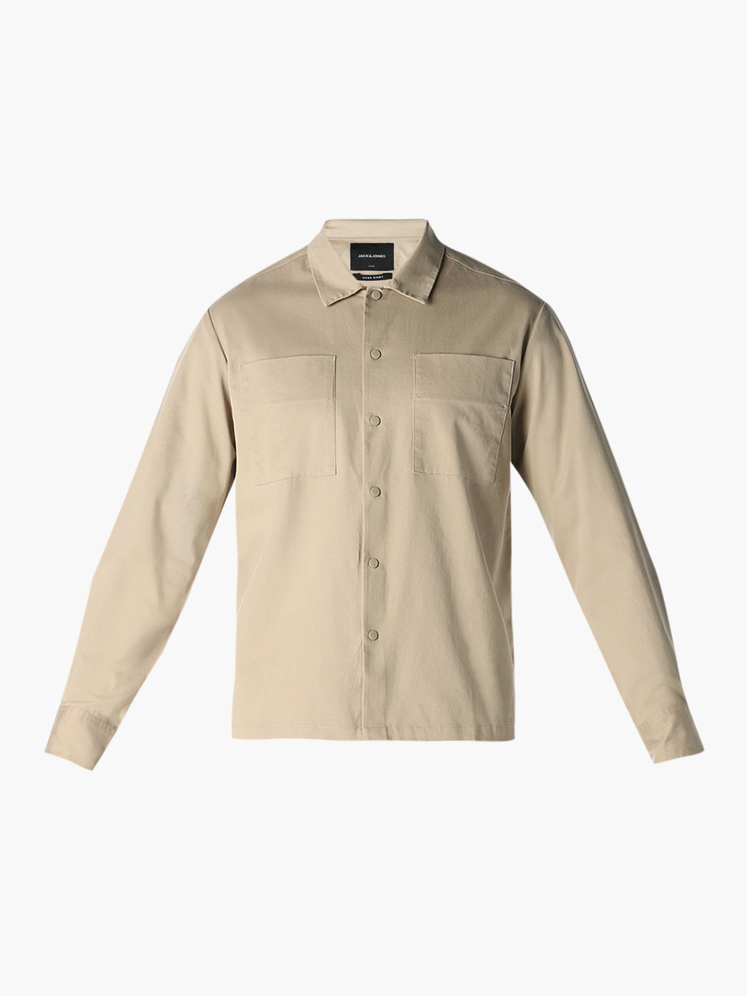 Beige Patch Pocket Oversized Shirt