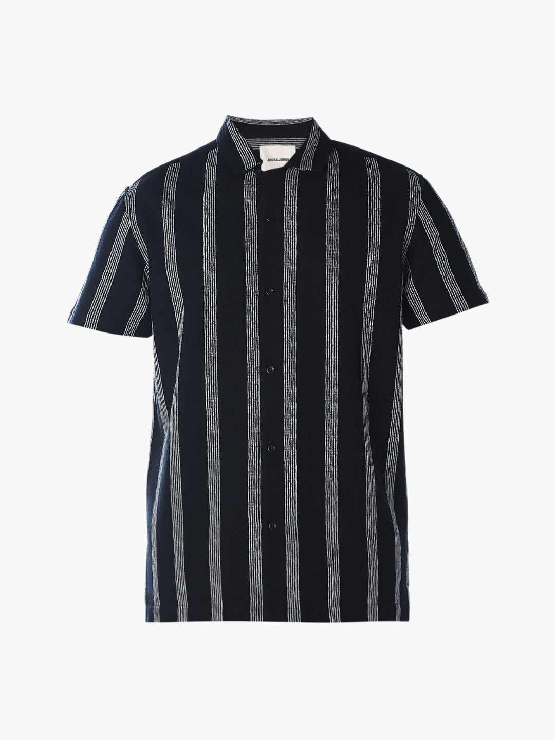 Navy Blue Striped Cotton Shirt