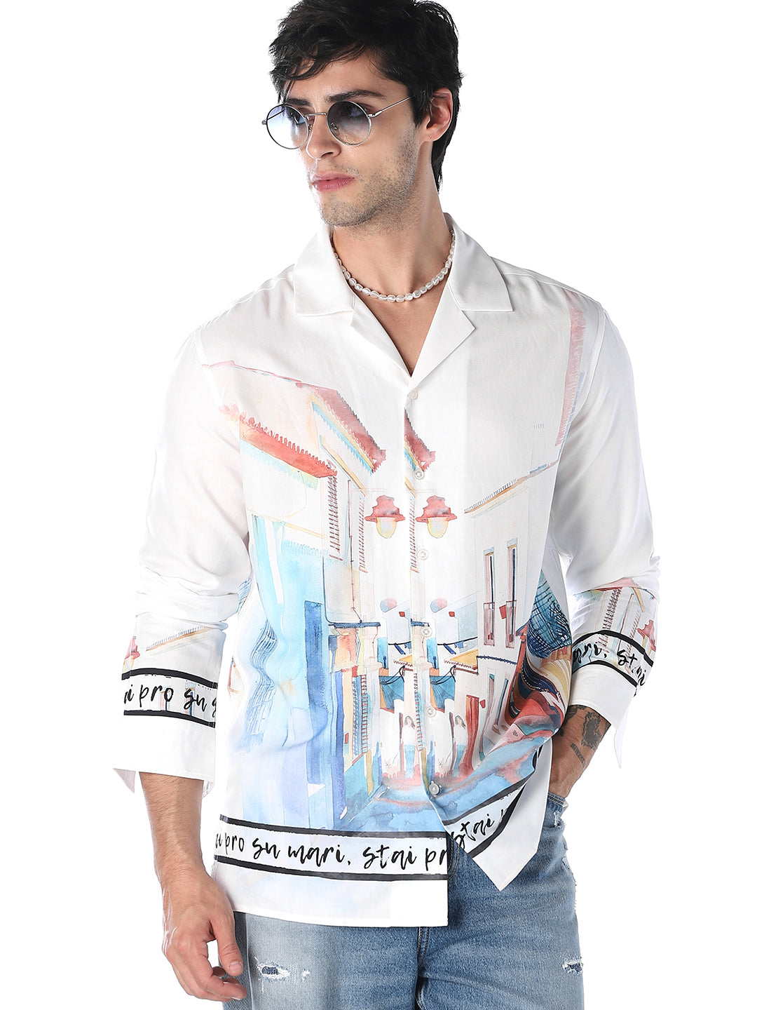 Printed Tencel Regular Fit Shirt - S