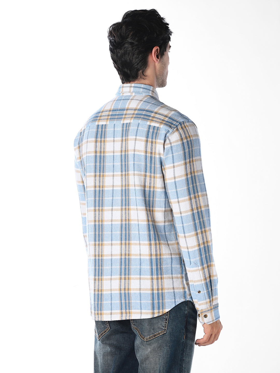 Light Blue Check Cotton Shirt