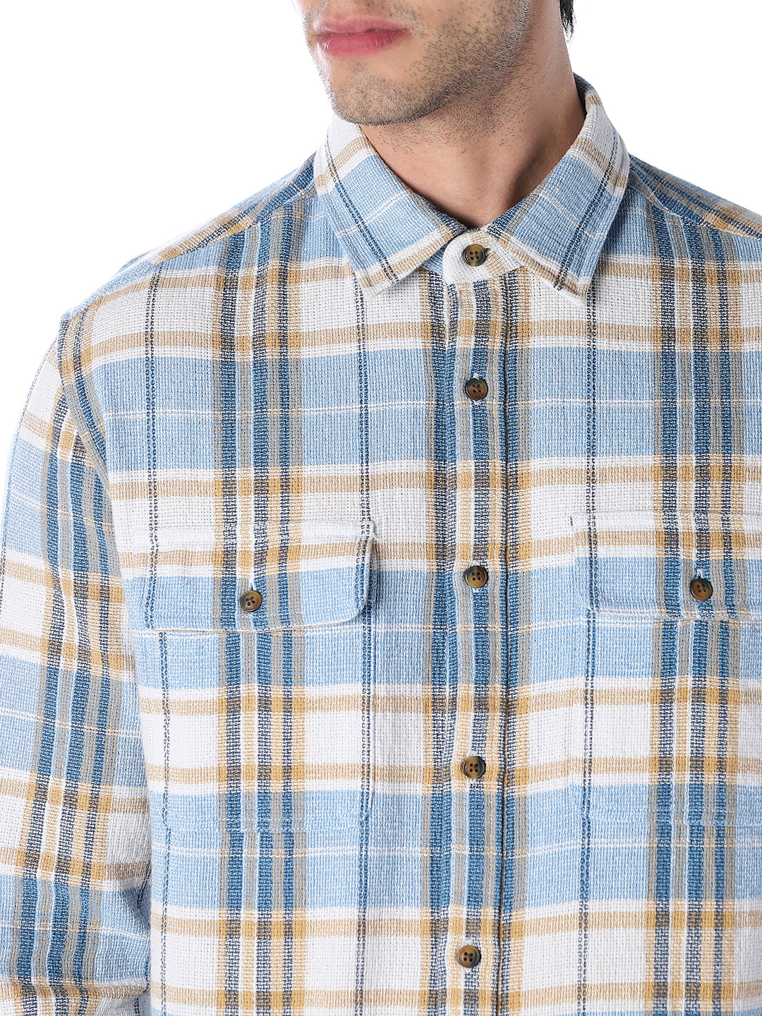 Light Blue Check Cotton Shirt