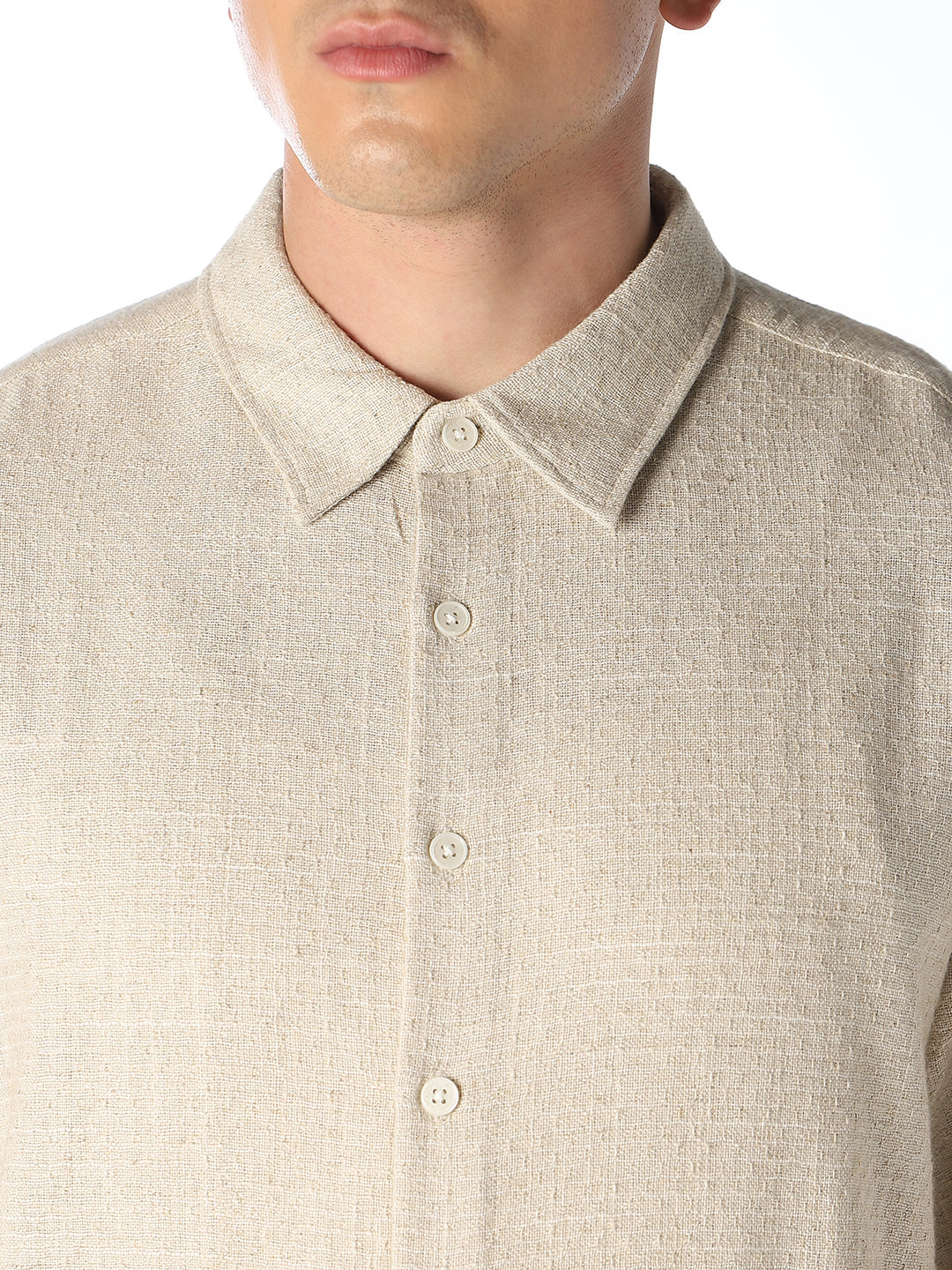 Beige Dobby Oversized Shirt