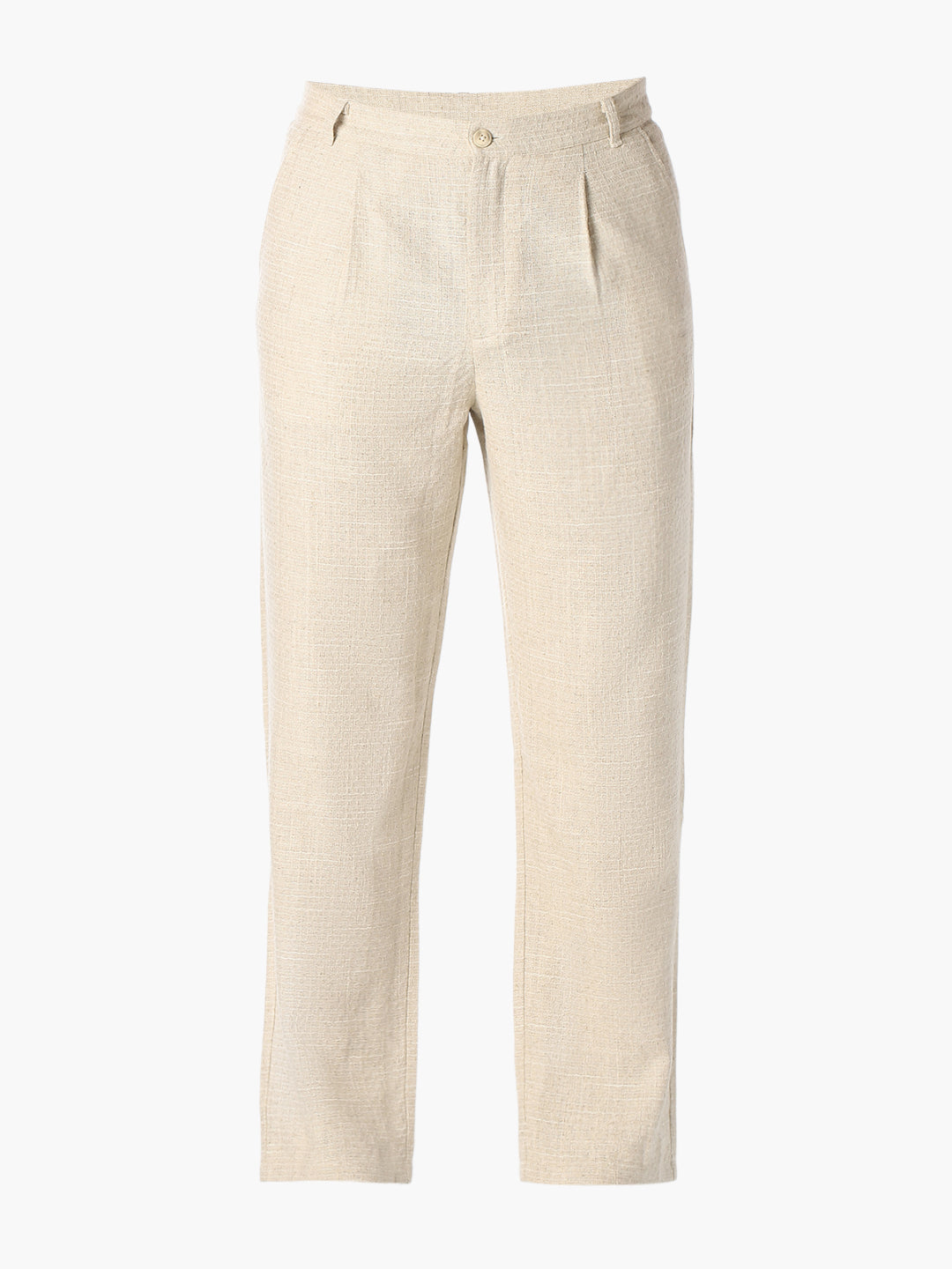 Beige Dobby Loose Fit Pants