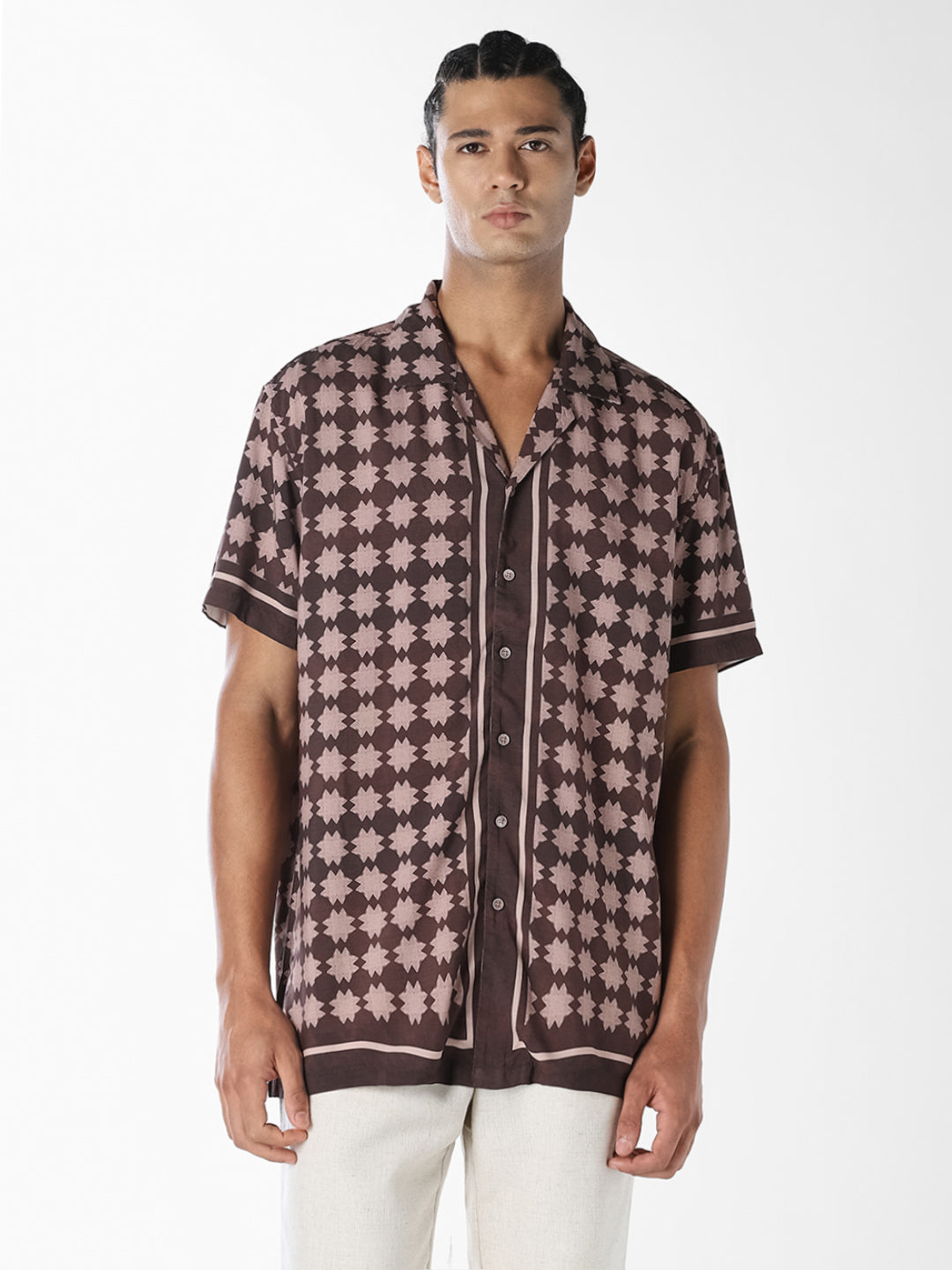 Brown Printed Comfort Fit Shirt