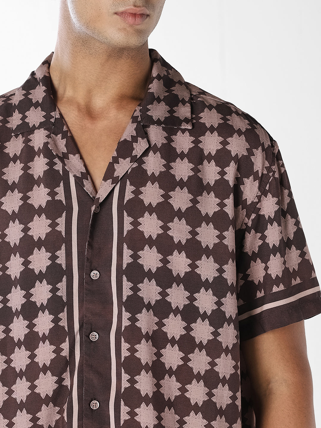Brown Printed Comfort Fit Shirt