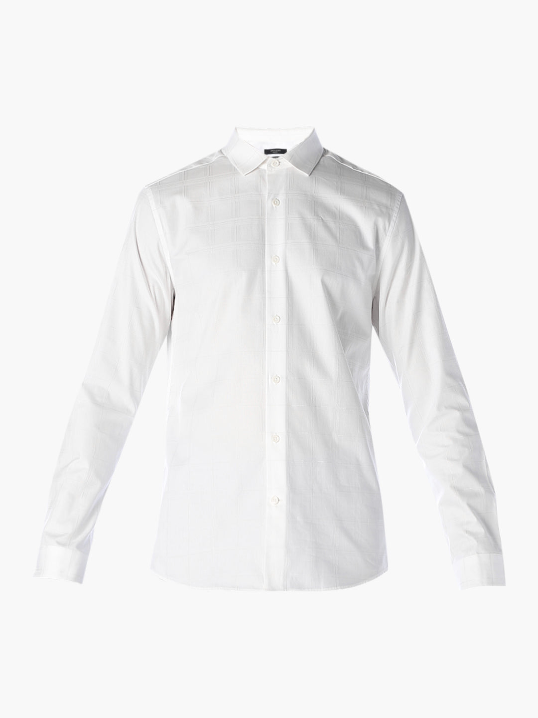 White Jacquard Check Shirt