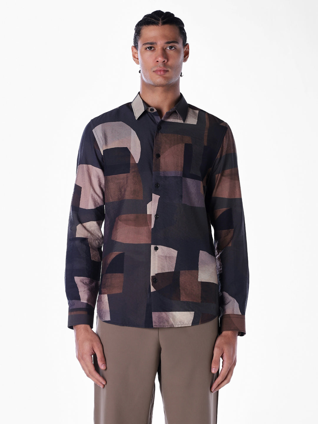 Nylon Blend Printed Slim Fit Shirt