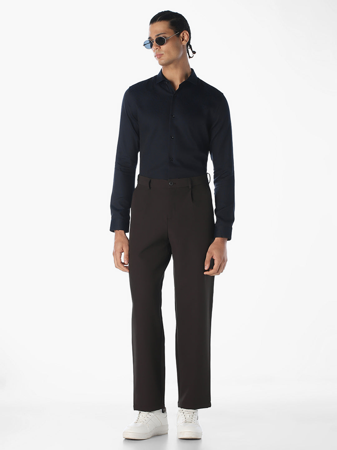 Navy Blue Cotton Slim Shirt