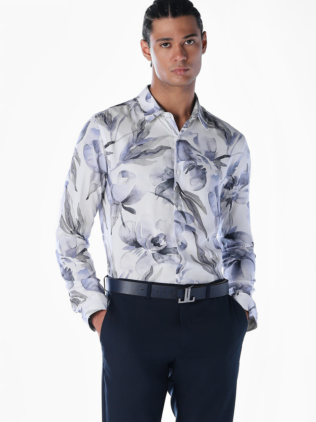 Viscose Printed Slim Fit Shirt - S