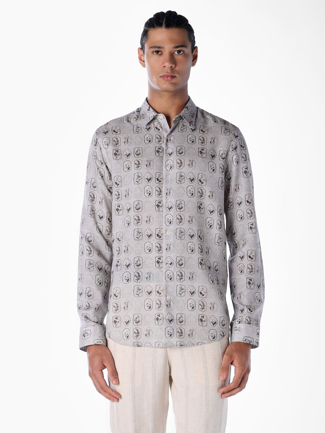 Linen Blend Printed Shirt