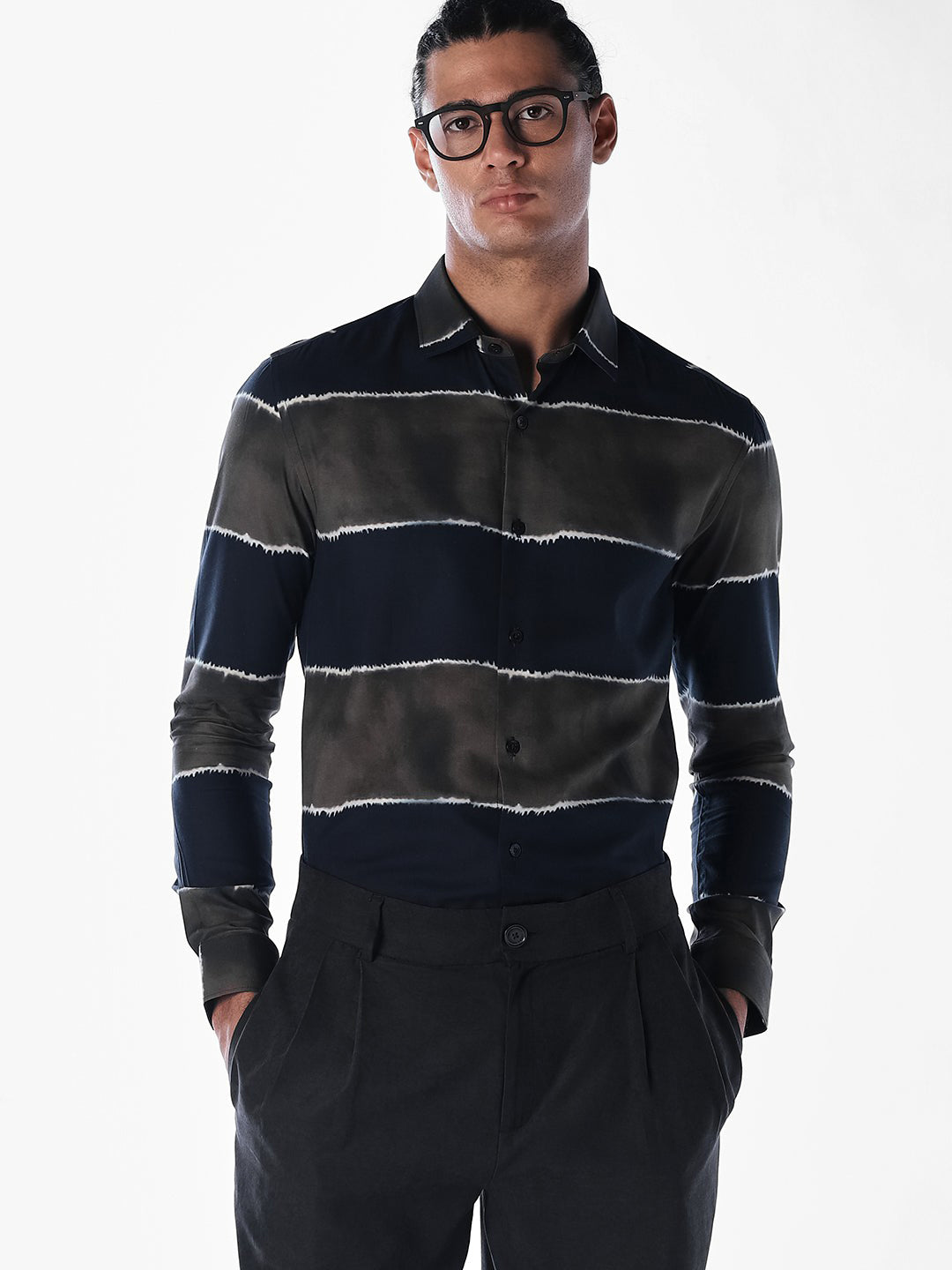 Printed Slim Fit Full Sleeves Shirt - M