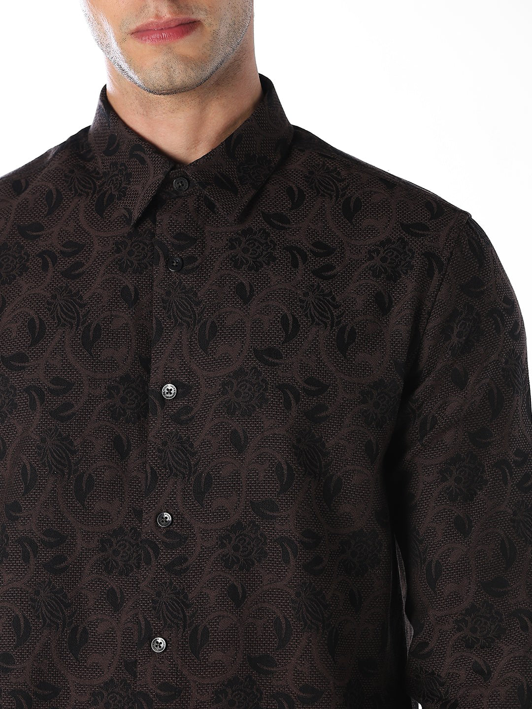 Jacquard Printed Slim Fit Shirt