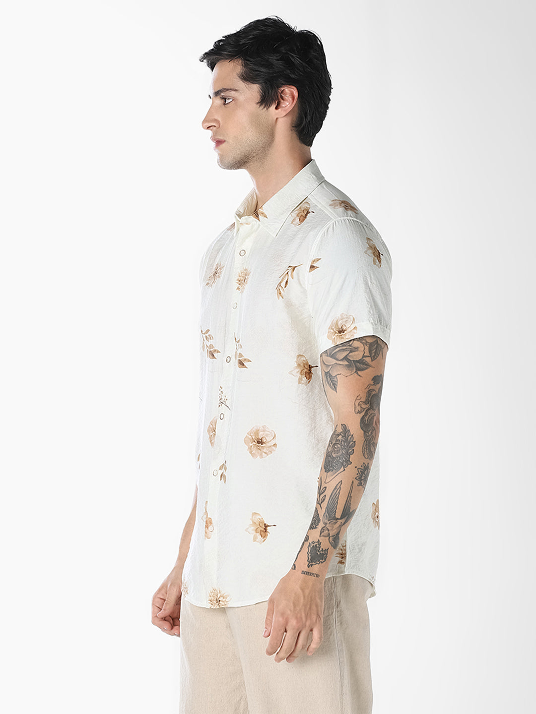 Off-White Floral Comfort Fit Shirt