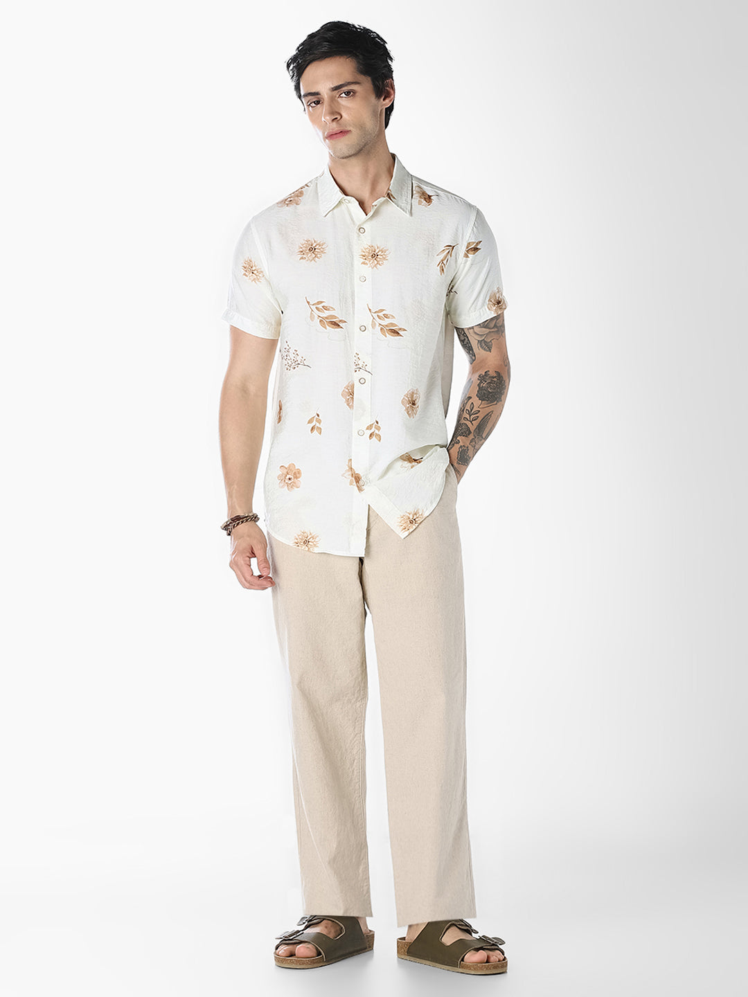 Off-White Floral Comfort Fit Shirt