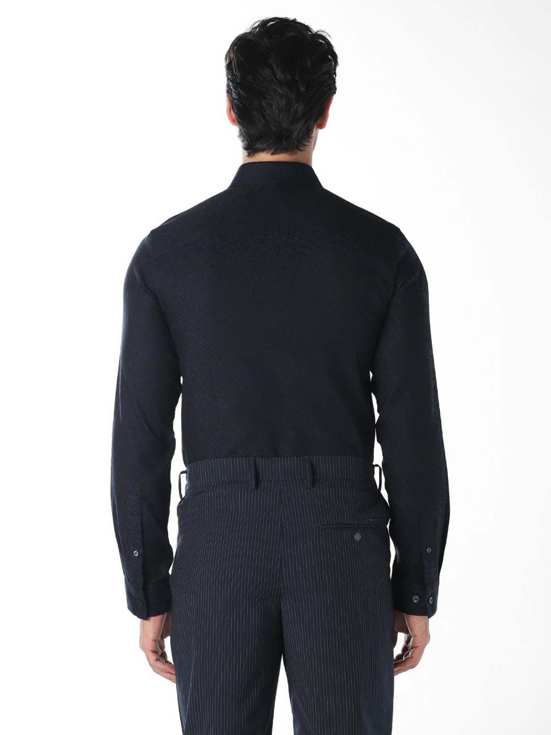 Navy Jacquard Slim Fit Shirt