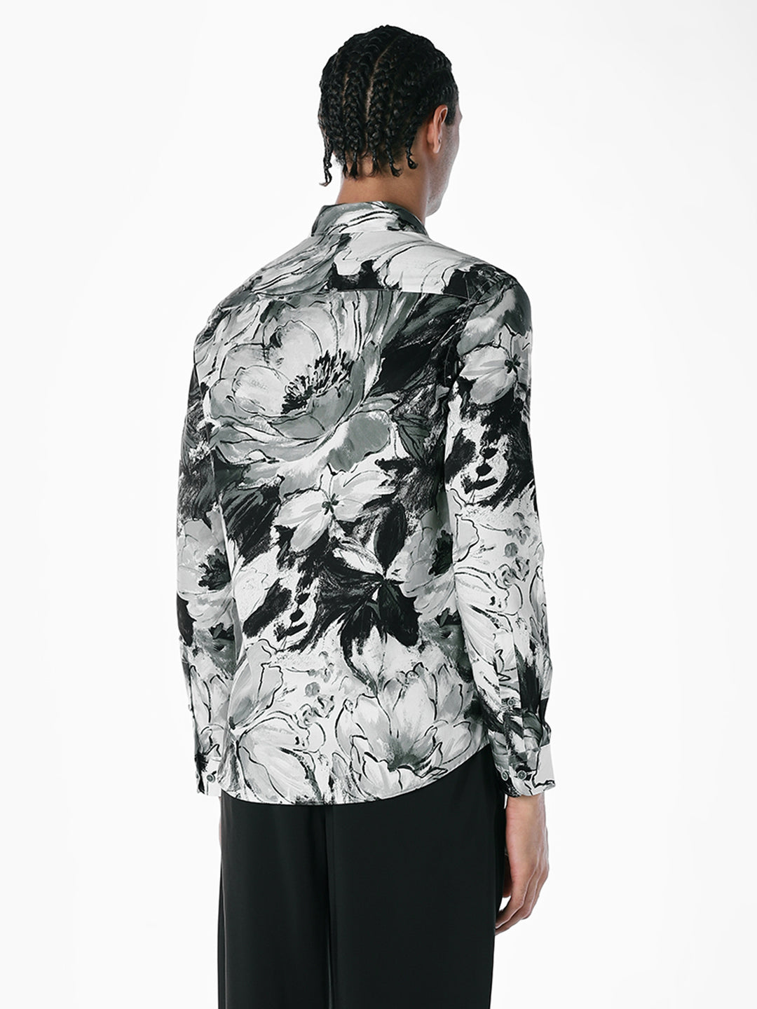 Blue Printed Slim Fit Shirt